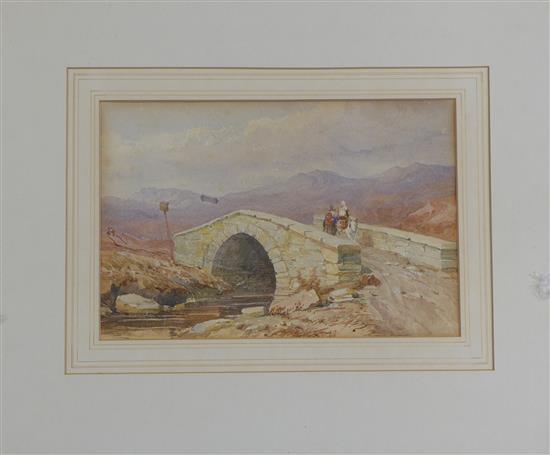 David Cox Jnr (1809-1885) watercolour, Bridge at Capel Curig, 18 x 26cm. unframed.